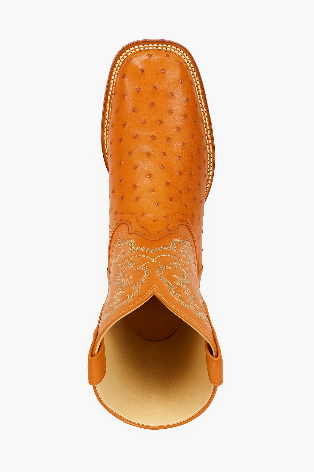 Men's Los Altos Ostrich Skin Wide Square Toe Boots - Honey - Image 6