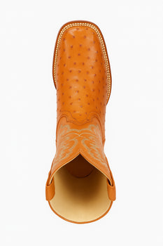 Men's Los Altos Ostrich Skin Wide Square Toe Boots - Honey - Image 6