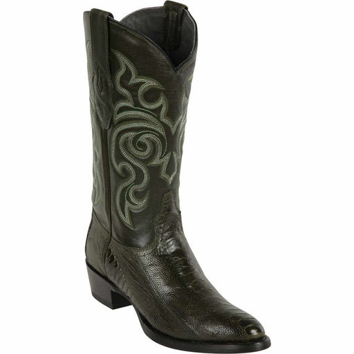 Men's Los Altos Ostrich Leg J-Toe Boots - Olive Green