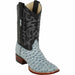 Men's Los Altos Ostrich Skin Wide Square Toe Boots - Rustic Blue