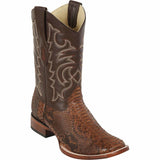 Men's Los Altos Python Skin Wide Square Toe Boots - Porto Brown
