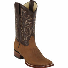 Men's Los Altos Wide Square Toe Crazy Leather Boots - Tan