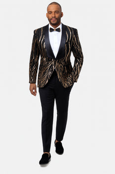 EJ Samuel Black & Gold Sequin Shawl Lapel Tuxedo Jacket - Image 5