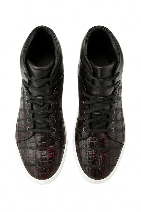 Belvedere Vero Crocodile Patchwork High-Top Sneaker in Honey