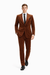 Mens Brown Velvet 2-Piece Suit – Luxury Slim Fit Formal Blazer and Pants Set in Rust Copper Color