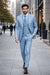 Statement Mens Modern Fit 3 Piece 100% Super 200s Wool Classic Windowpane Suit – Double Breasted Vest