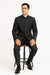 Men's Suit Mandarin Collar Black Pinstripe 5 Button Chinese Nehru Banded Collar Style Three Piece Low Priced Fashion Outfits Suits