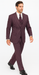 Men's Maroon ~ White Gangster Bold PinStripe Mars Vested 3 Piece Fashion Suit Pleated pant