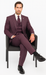 Men's Maroon ~ White Gangster Bold PinStripe Mars Vested 3 Piece Fashion Suit Pleated pant