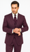 Men's Maroon ~ White Gangster Bold PinStripe Mars Vested 3 Piece Fashion Suit Pleated pant