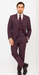 Men's Maroon ~ White Gangster Bold PinStripe Mars Vested 3 Piece Fashion Suit Pleated pant