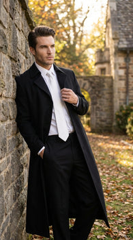 Men's Maxi  Black Full Length Zoot Suit – Vintage Gangster Style Long Coat Formal Suit