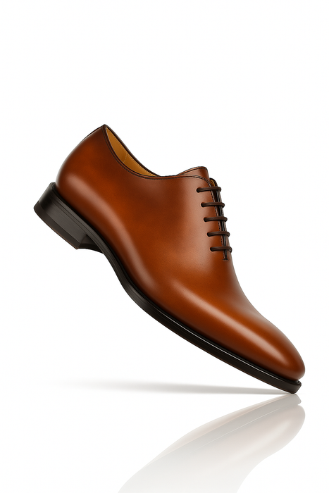 Mens Mezlan Pamplona Calfskin Plain Toe Dress Shoe in Cognac