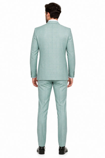 Tiglio Rosso Suit  - Classic Fit Athletic Cut 100% Wool Super 150s Italian Fabric Peak Lapel in Color Mint Green