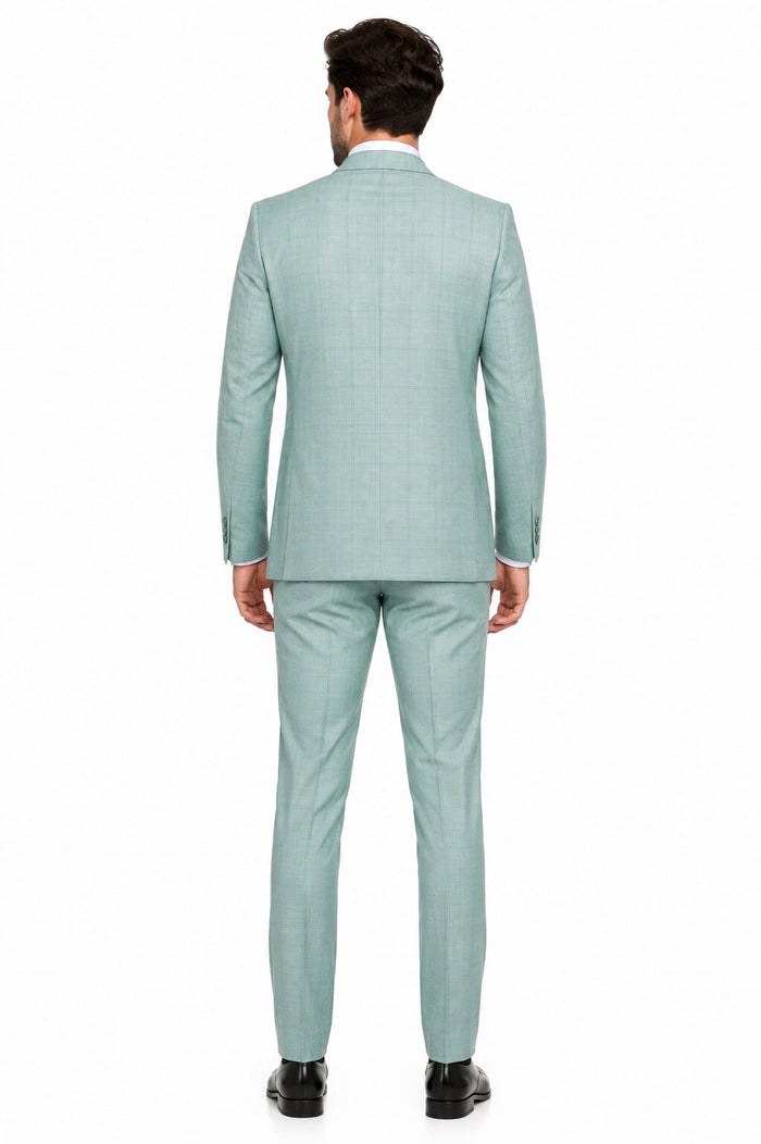 Tiglio Rosso Suit  - Classic Fit Athletic Cut 100% Wool Super 150s Italian Fabric Peak Lapel in Color Mint Green