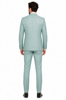Tiglio Rosso Suit  - Classic Fit Athletic Cut 100% Wool Super 150s Italian Fabric Peak Lapel in Color Mint Green