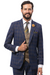 Marc Darcy Wedding Suits Men's Modern Fit Double Windowpane Plaid Suit with Paisley Vest in Navy Blue