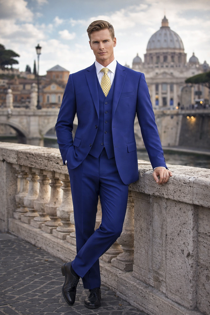 Mens Tiglio French Blue Suit – Stylish Blue Suit for Wedding, Business and Formal Wear Modern Fit