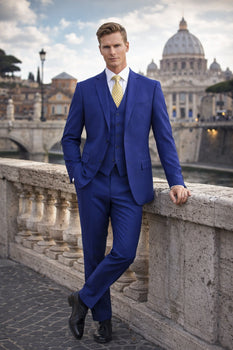 Mens Tiglio French Blue Suit – Stylish Blue Suit for Wedding, Business and Formal Wear