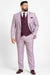 Statement Mens Modern Fit 3 Piece 100% Super 200s Wool Classic Windowpane Suit – Double Breasted Vest