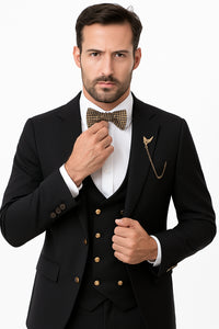 EJ Samuel Men's Black Formal Suit with Double Breasted Vest & Gold Buttons - Image 8