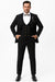 EJ Samuel Men's Black Formal Suit with Double Breasted Vest & Gold Buttons
