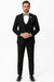 EJ Samuel Men's Black Formal Suit with Double Breasted Vest & Gold Buttons