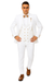 White Two-Button Peak Lapel Suit with Double Breasted Gold-Button Vest by EJ Samuel