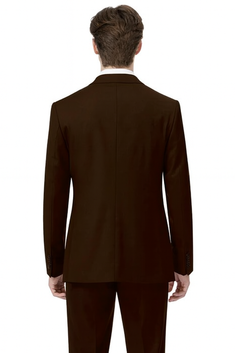 EJ Samuel Brown Modern Peak Lapel Suit with Double Breasted Vest