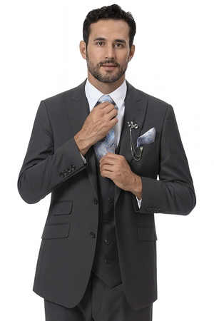 Charcoal Grey Vested EJ Samuel Suit with Double-Breasted Vest - Image 2