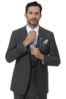 Charcoal Grey Vested EJ Samuel Suit with Double-Breasted Vest - Image 2