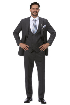 Charcoal Grey Vested EJ Samuel Suit with Double-Breasted Vest - Image 3
