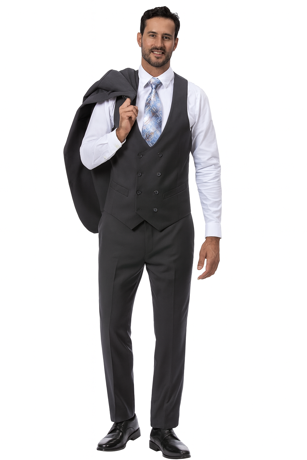 Charcoal Grey Vested EJ Samuel Suit with Double-Breasted Vest - Image 5