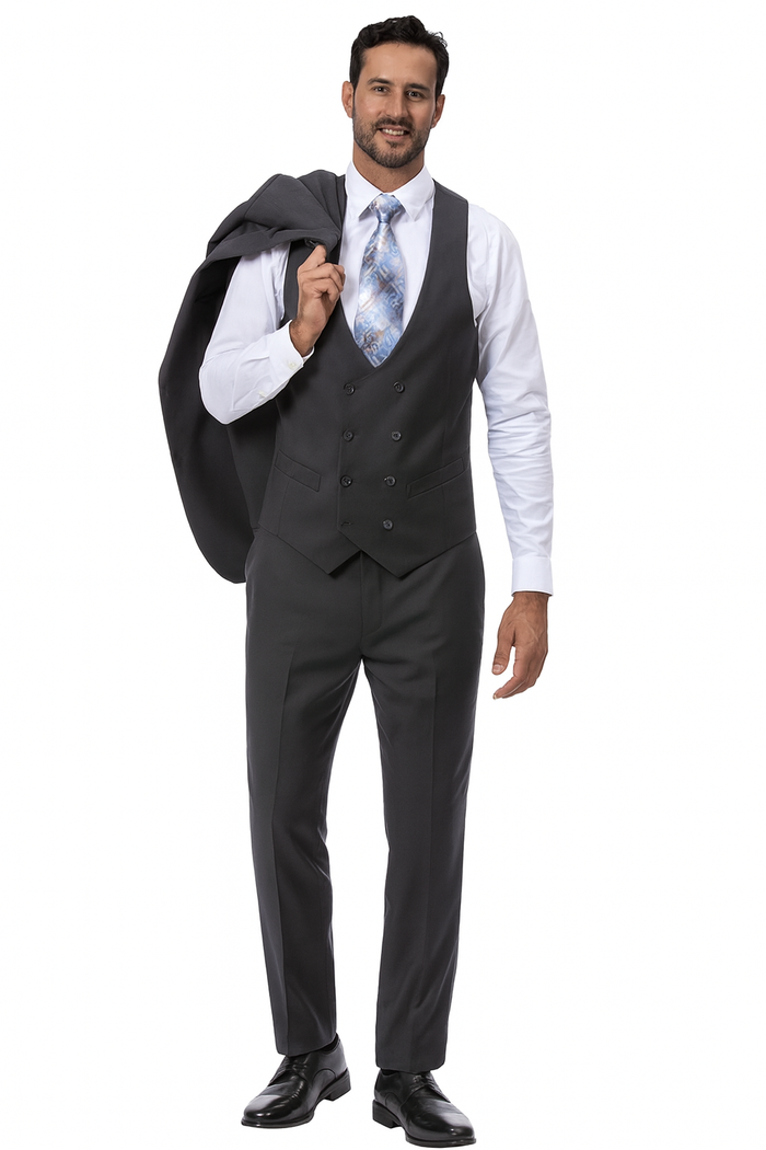 Charcoal Grey Vested EJ Samuel Suit with Double-Breasted Vest - Image 5