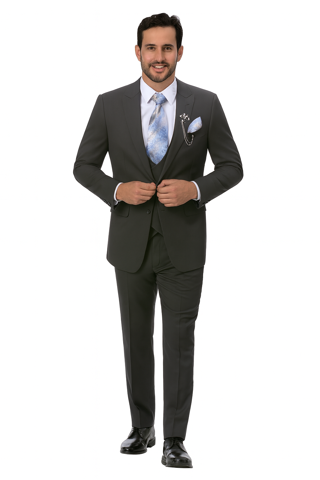 Charcoal Grey Vested EJ Samuel Suit with Double-Breasted Vest - Image 7