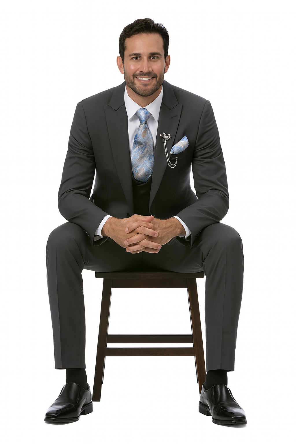 Charcoal Grey Vested EJ Samuel Suit with Double-Breasted Vest - Image 8