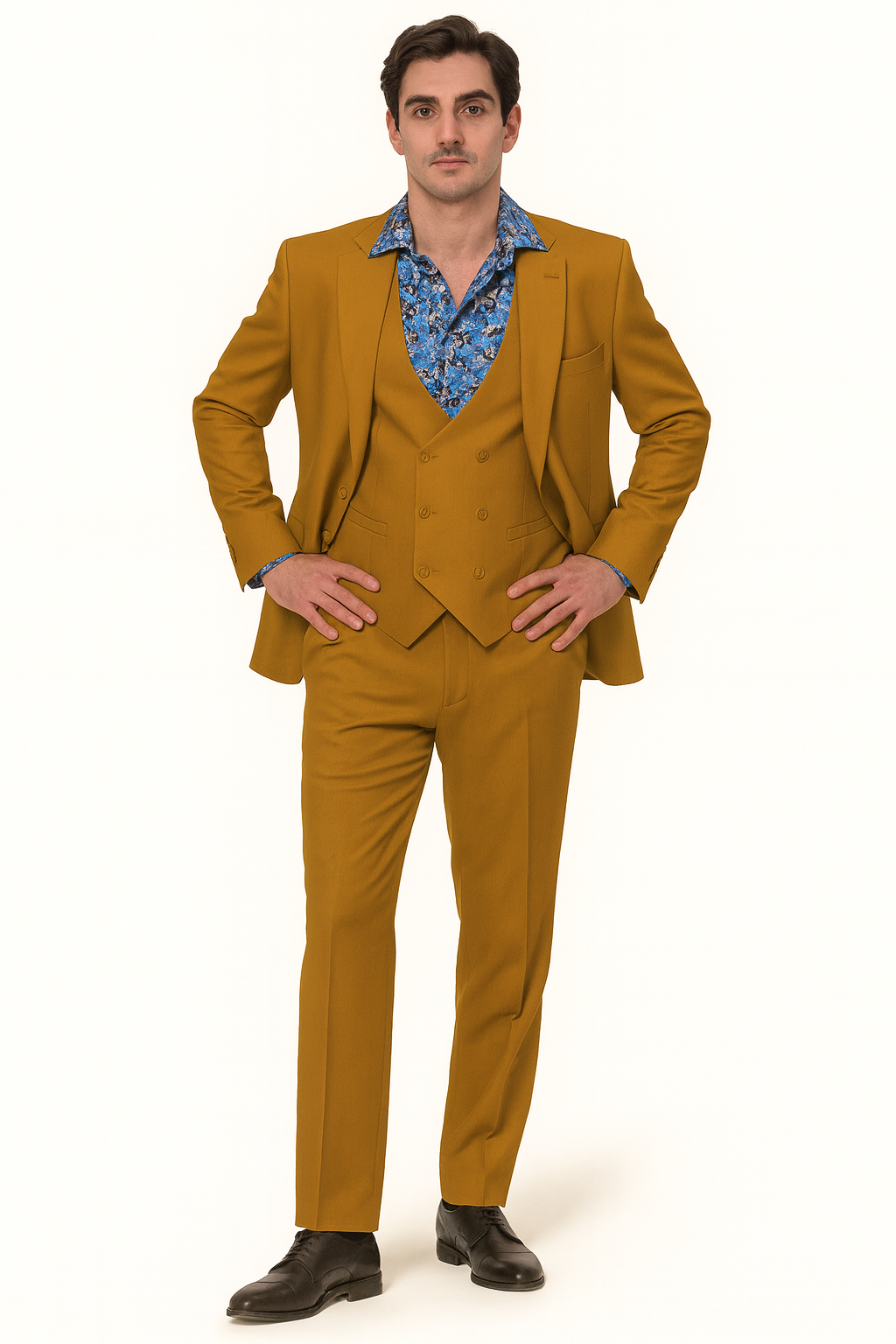 Classic Gold Peak Lapel Two-Button Suit by EJ Samuel - Image 5