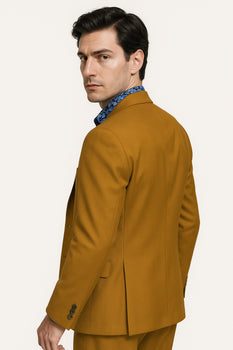 Classic Gold Peak Lapel Two-Button Suit by EJ Samuel - Image 6