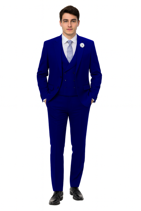 EJ Samuel Midnight Blue Modern Suit with Double-Breasted Vest