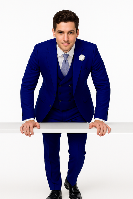 EJ Samuel Midnight Blue Modern Suit with Double-Breasted Vest