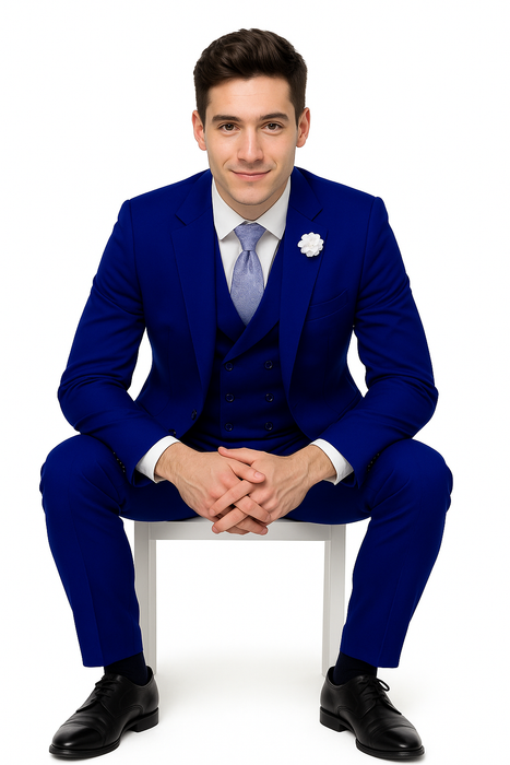 EJ Samuel Midnight Blue Modern Suit with Double-Breasted Vest