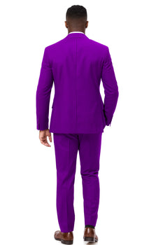 EJ Samuel Men's Purple Peak Lapel Suit with Double Breasted Vest - Image 3