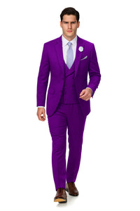 EJ Samuel Men's Purple Peak Lapel Suit with Double Breasted Vest - Image 5