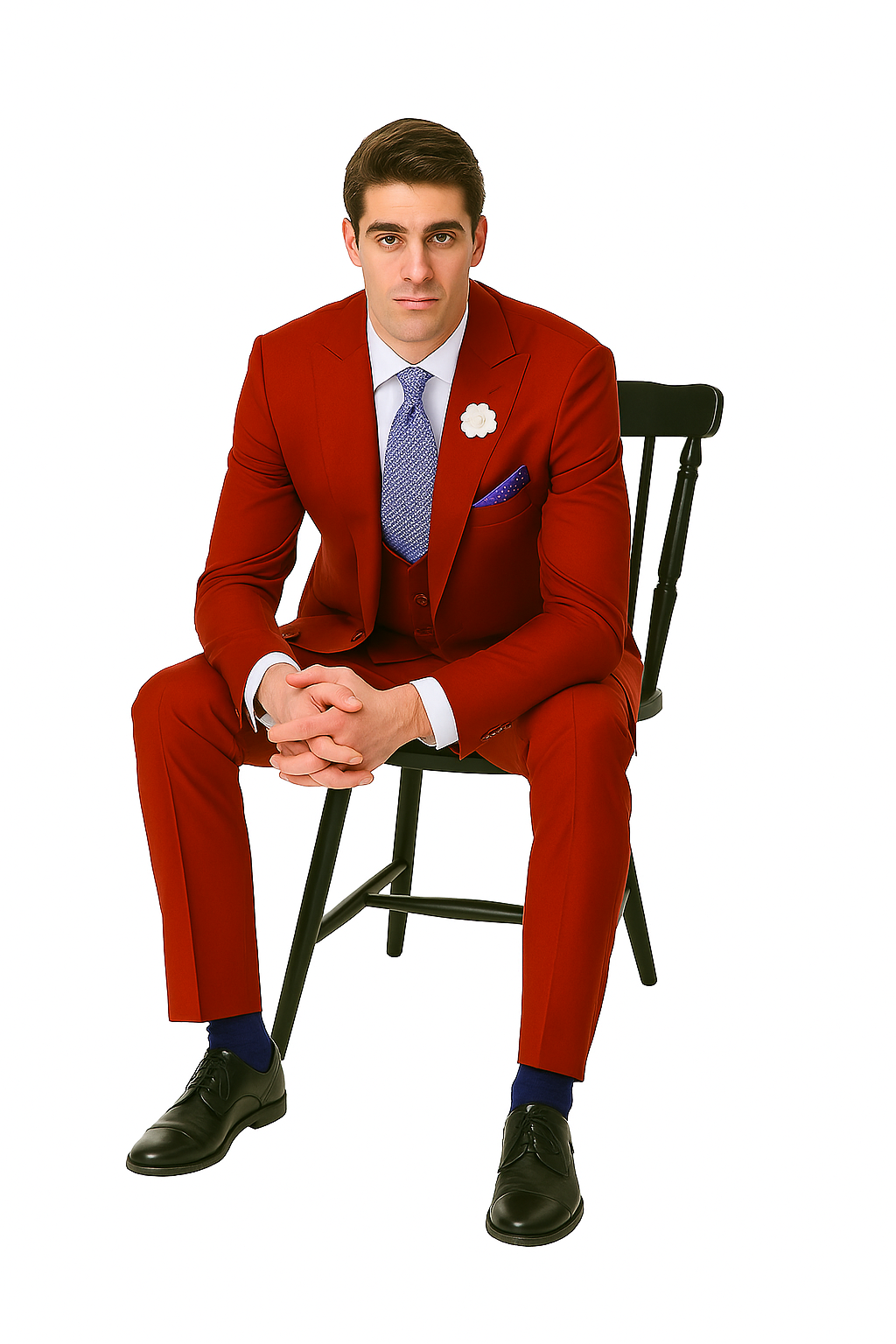 EJ Samuel Red Peak Lapel Suit with Double Breasted Vest - Image 5