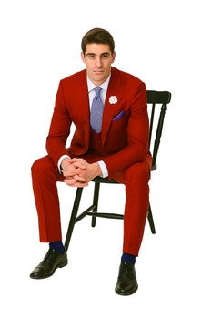 EJ Samuel Red Peak Lapel Suit with Double Breasted Vest - Image 5