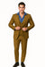EJ Samuel Men's Modern 2-Button Tan Peak Lapel Suit with Double-Breasted Vest