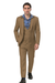 EJ Samuel Men's Modern 2-Button Tan Peak Lapel Suit with Double-Breasted Vest