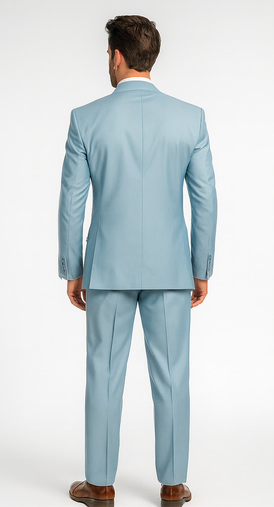 Men'S Multi-Stage Party Available In 2 Or Three ~ 3 Buttons Style Regular Classic Cut Cheap Priced Business Suits Clearance Sale Collection Light Blue ~ Sky Baby Blue - Image 2