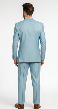 Men'S Multi-Stage Party Available In 2 Or Three ~ 3 Buttons Style Regular Classic Cut Cheap Priced Business Suits Clearance Sale Collection Light Blue ~ Sky Baby Blue - Image 2