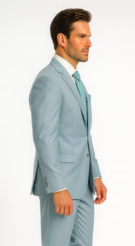 Men'S Multi-Stage Party Available In 2 Or Three ~ 3 Buttons Style Regular Classic Cut Cheap Priced Business Suits Clearance Sale Collection Light Blue ~ Sky Baby Blue - Image 7